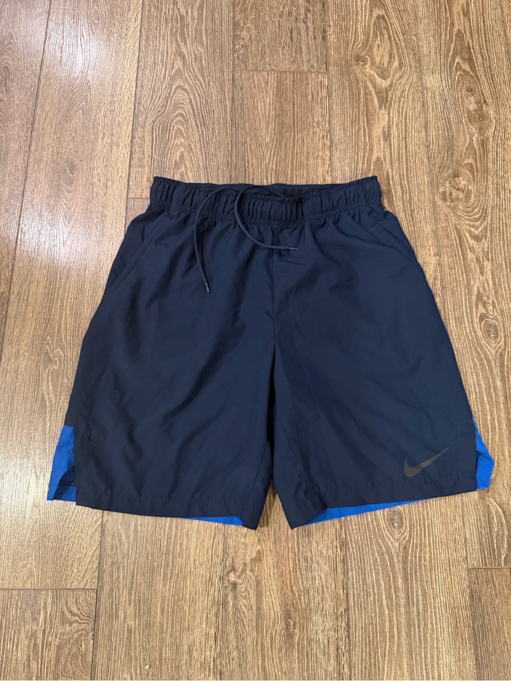 Nike Men's Navy Shorts with Blue Trim